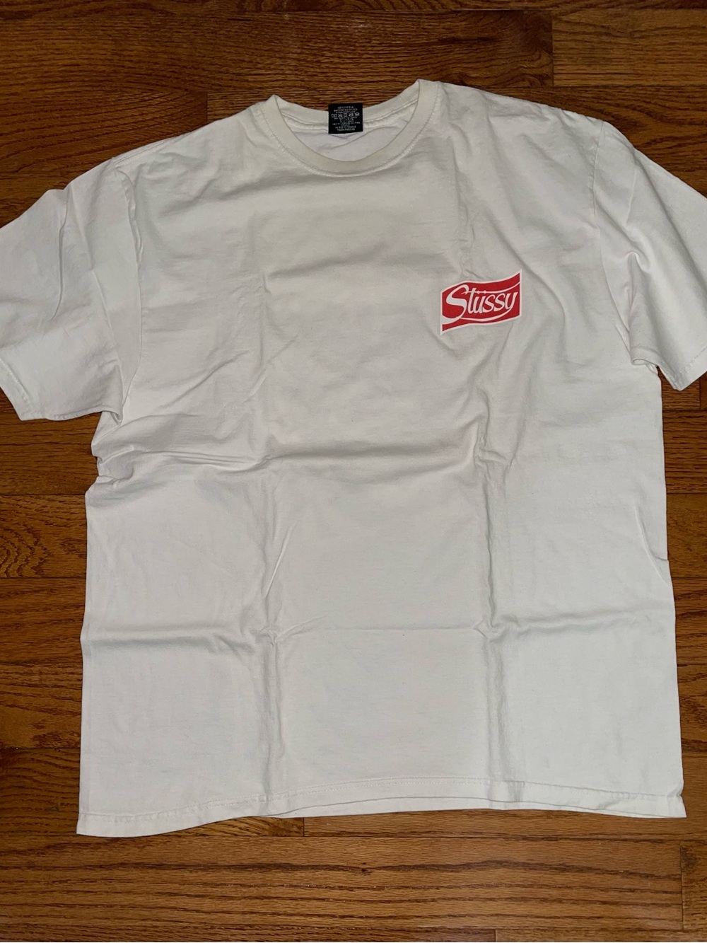 Stussy Men’s White coke Graphic Logo T‑Shirt size large